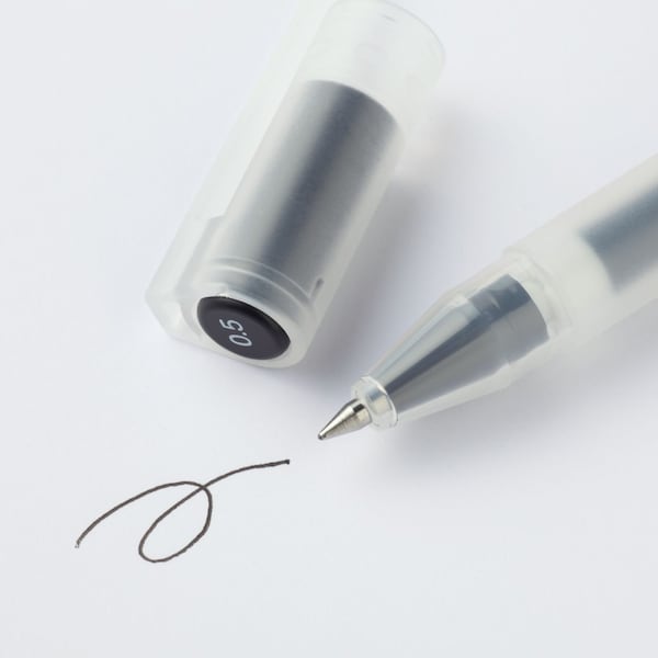 Muji Gel Ink Ballpoint Pen 0.5mm Nib, Refillable Cap Type Pens, Red Blue Black