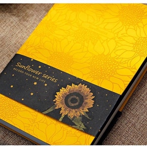 PU Leather Notebook, 256 Pages Notebook, Sunflower cover diary, Plant Flowers, Student Gift, Planner, Journal