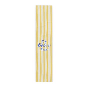 La Dolce Vita Table Runner, Yellow Stripe Table Decor, Italian Summer Kitchen Style, Coastal Dining Room Accent