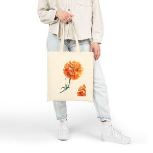Baumwoll-Canvas-Einkaufstasche mit Blumenmuster: Umweltfreundliche wiederverwendbare Einkaufstasche