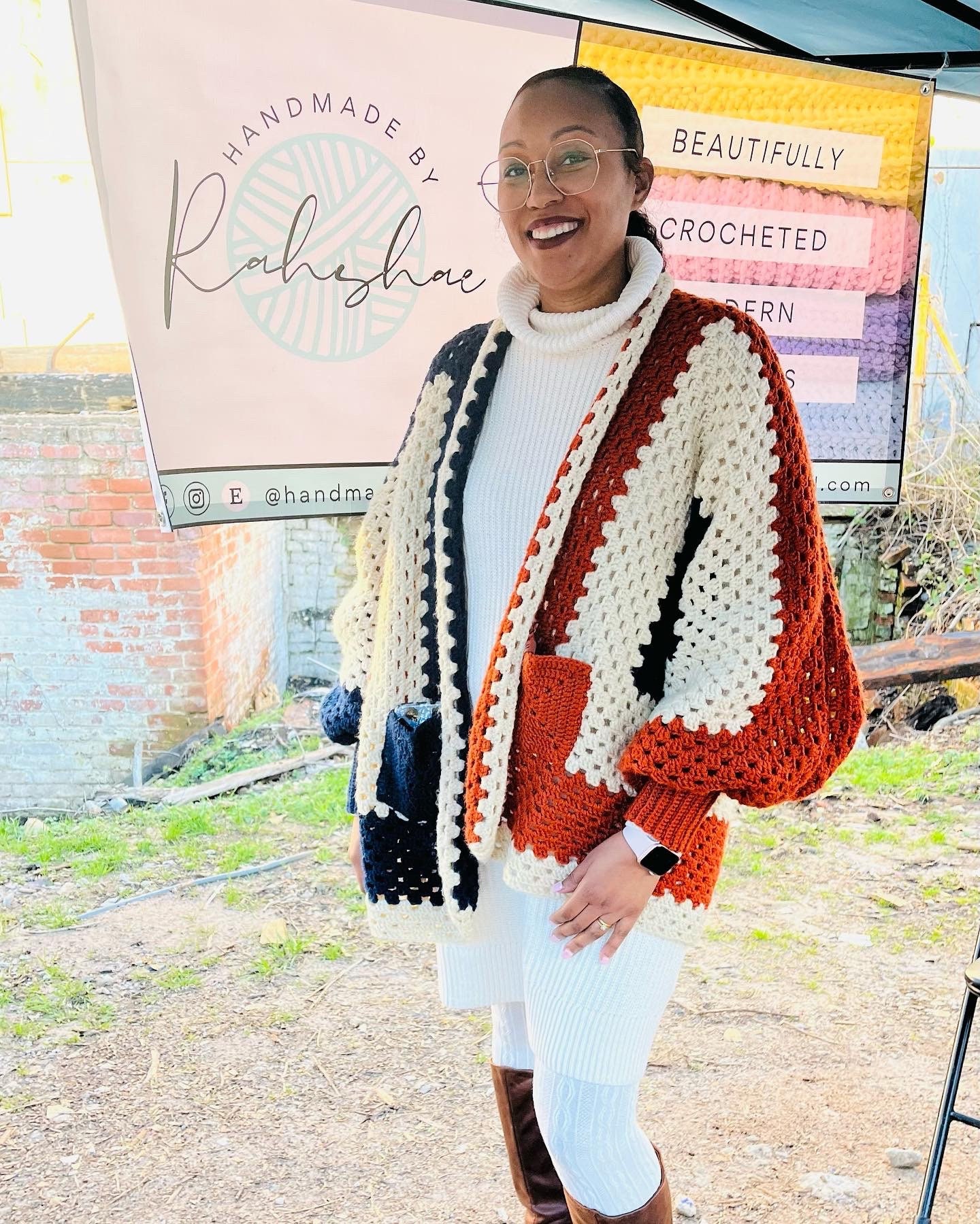 Hexagon Cardigan Handmade Crochet Sweater Granny Hexagon