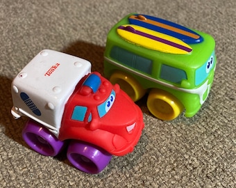 PERSONALISED NAME SURF BUS CAMPER VAN & BOAT SET Toy Car MODEL boy dad gift NEW
