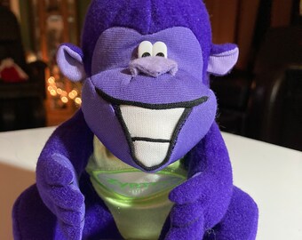 SOLD Ha-Lo custom products & medical marketing vintage stuffed gorilla plush purple ape 6” beanie Zyrtec animal pharmacy collectible