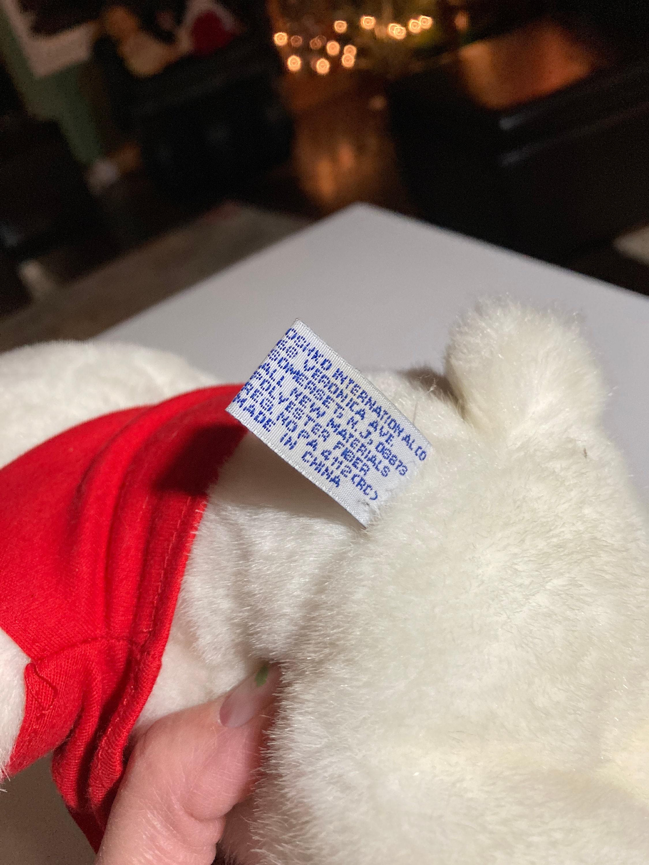 Oshko Vintage Plush Stuffed 11” Teddy Bear White With Red Bow Removable ...