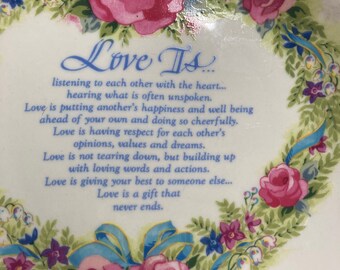 Decor plate vintage 1995 Love Is poem pink flowers 6.5” plate home decoration collectible ceramic plate