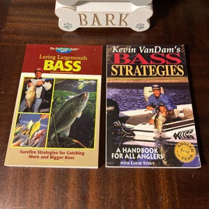 The Freshwater Angler Luring Largemouth Bass paperback book & Bass Strategies by VanDam handbook for anglers paperback book lot 2 fishing