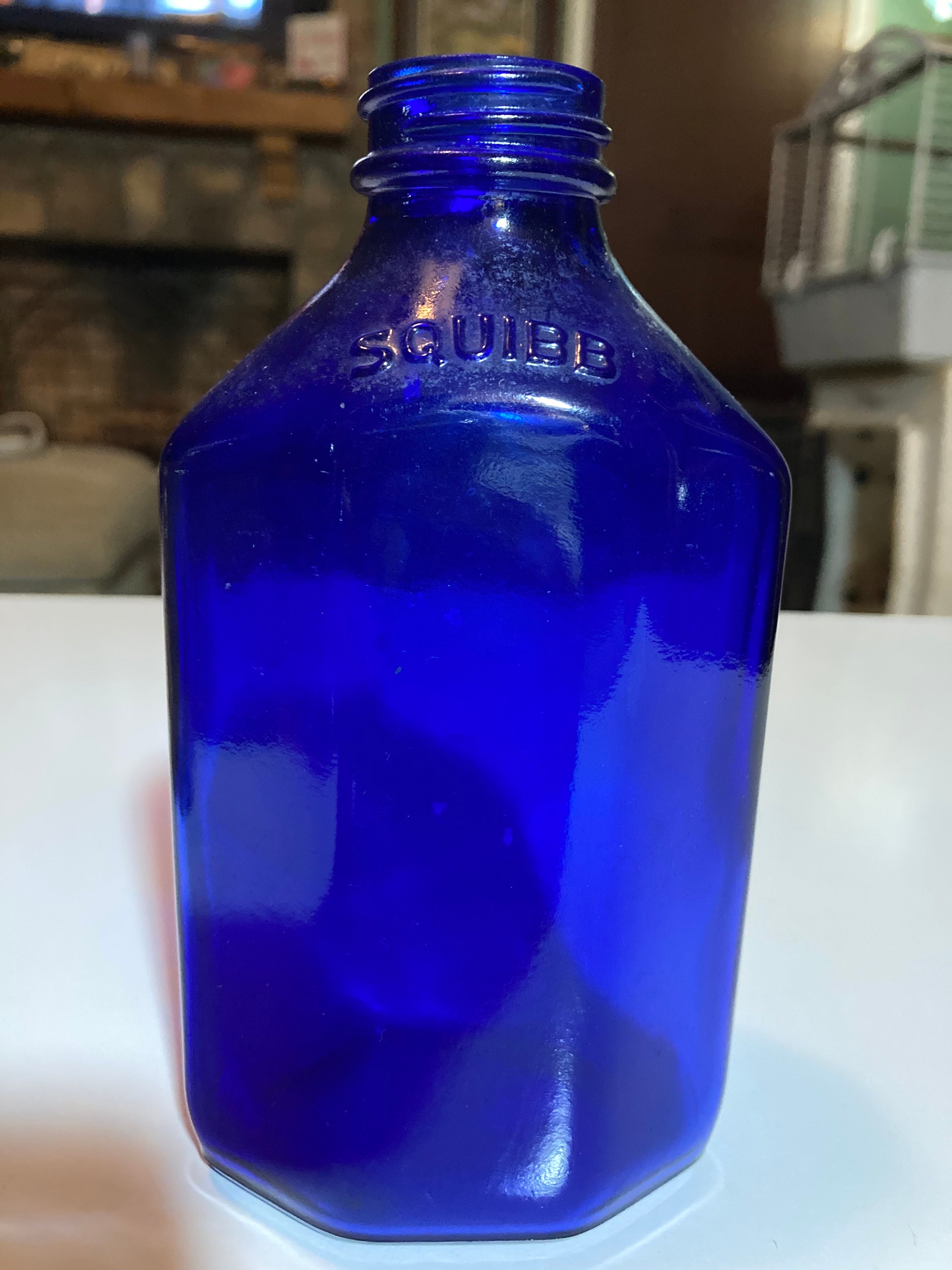 Squibb Cobalt Blue Glass Medicine Bottle Vintage Antique 6