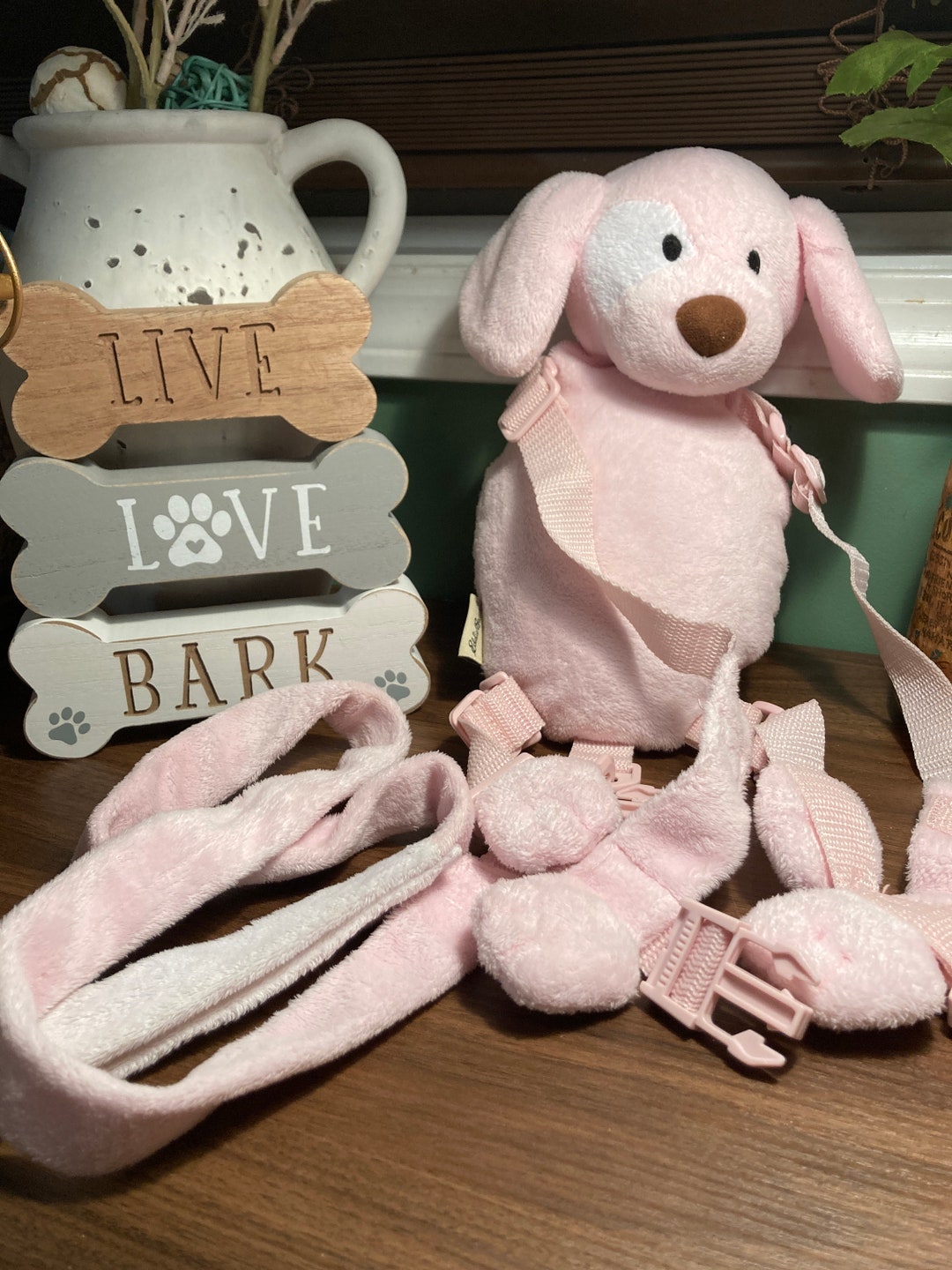 Eddie Bauer Child Safety Backpack Harness Pink Plush Dog Etsy