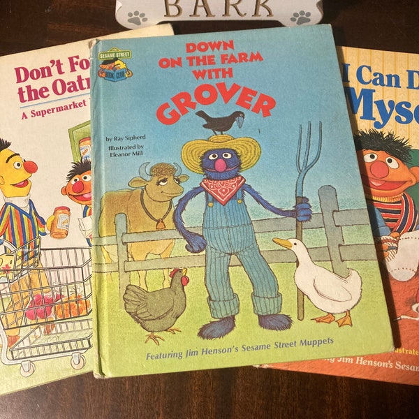 Sesame Street hardback book lot of 3 vintage 1980 Down on the Farm with Grover & Don’t Forget the Oatmeal I Can Do it Myself young children