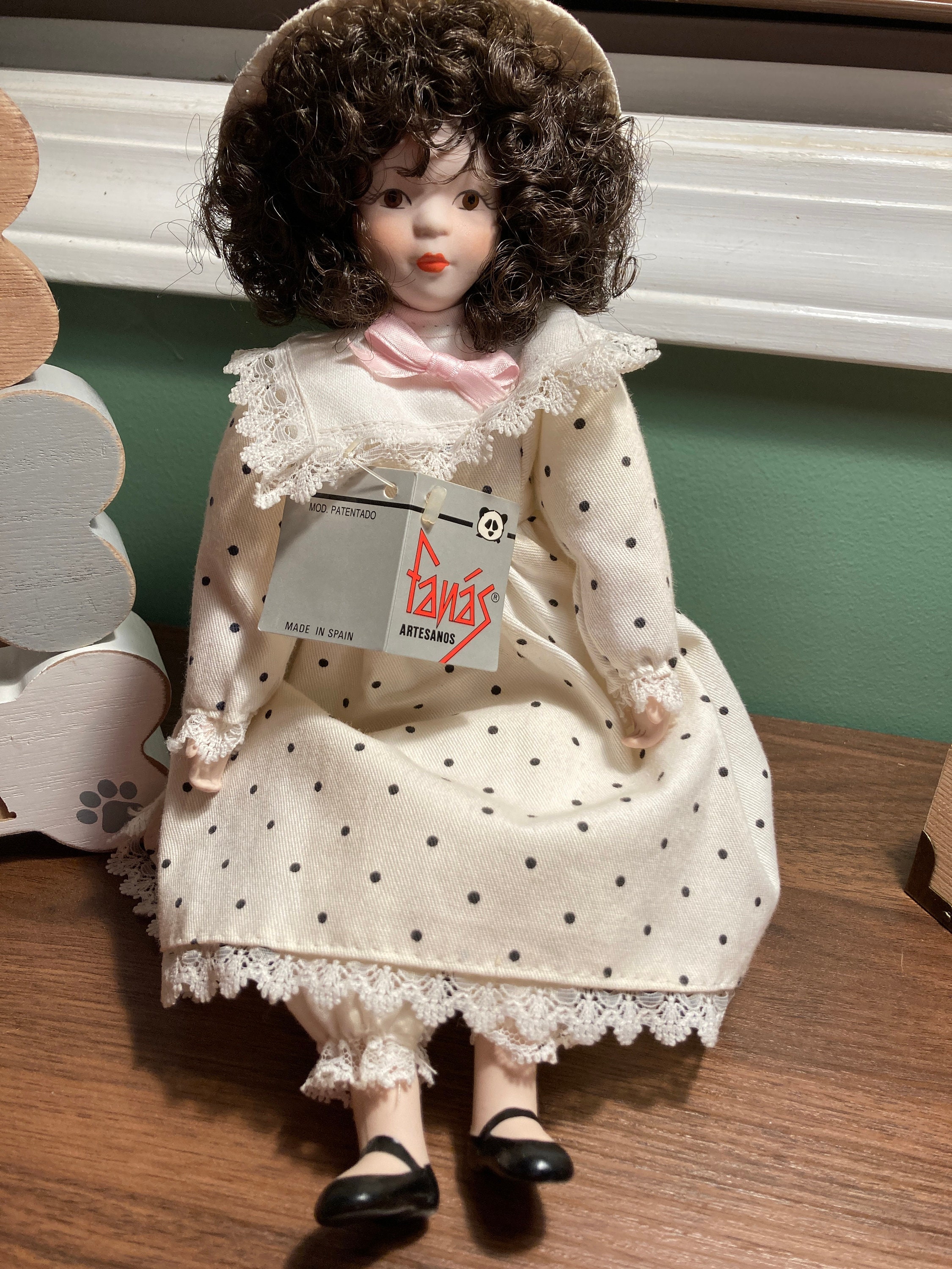 Fanas Artesanos 11” Porcelain Doll Made in Spain Vintage Brunette