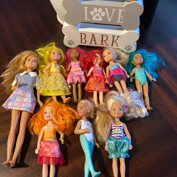 Mattel Barbie Chelsea Club 5” doll lot of 8 with colorful hair & Barbie Stacie 9” doll total dolls of lot 9 pretend play children’s toys