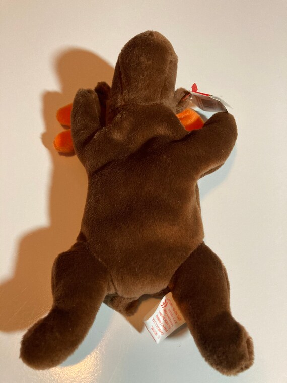 Ty Beanie Baby Deer Chocolate 1993 Vintage With Tags Brown Orange