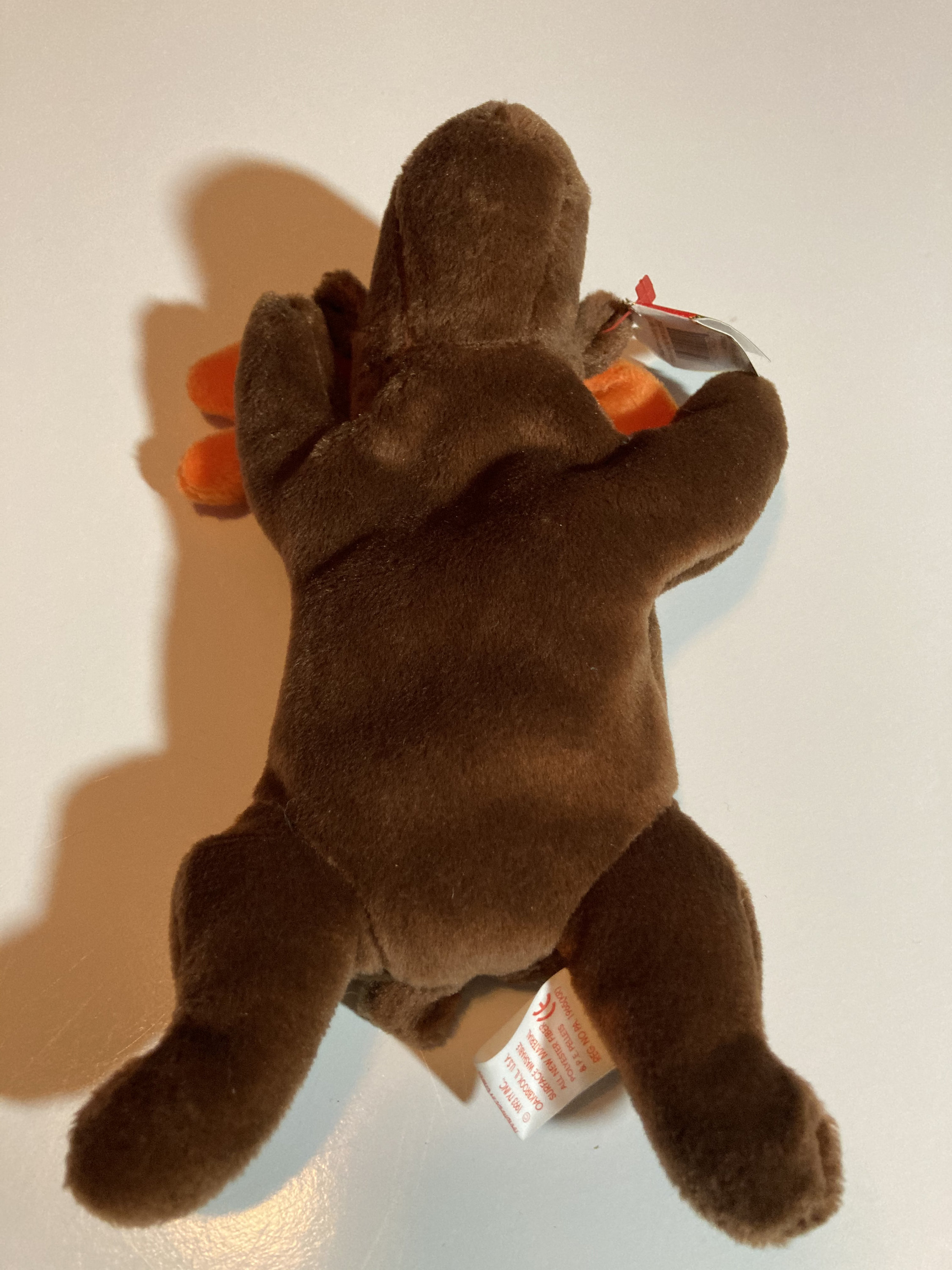 Ty Beanie Baby Deer Chocolate 1993 Vintage With Tags Brown Orange
