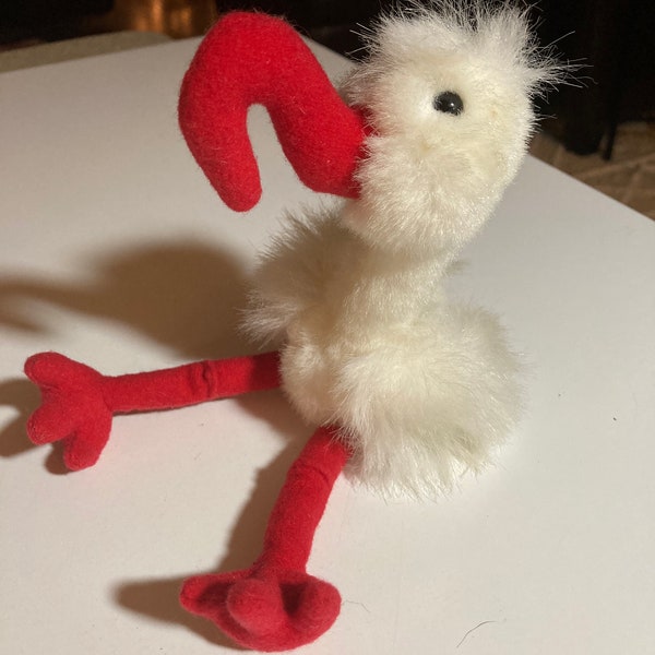 Stork rare vintage plush stuffed little stork animal bird 8” toy animal or baby shower decoration