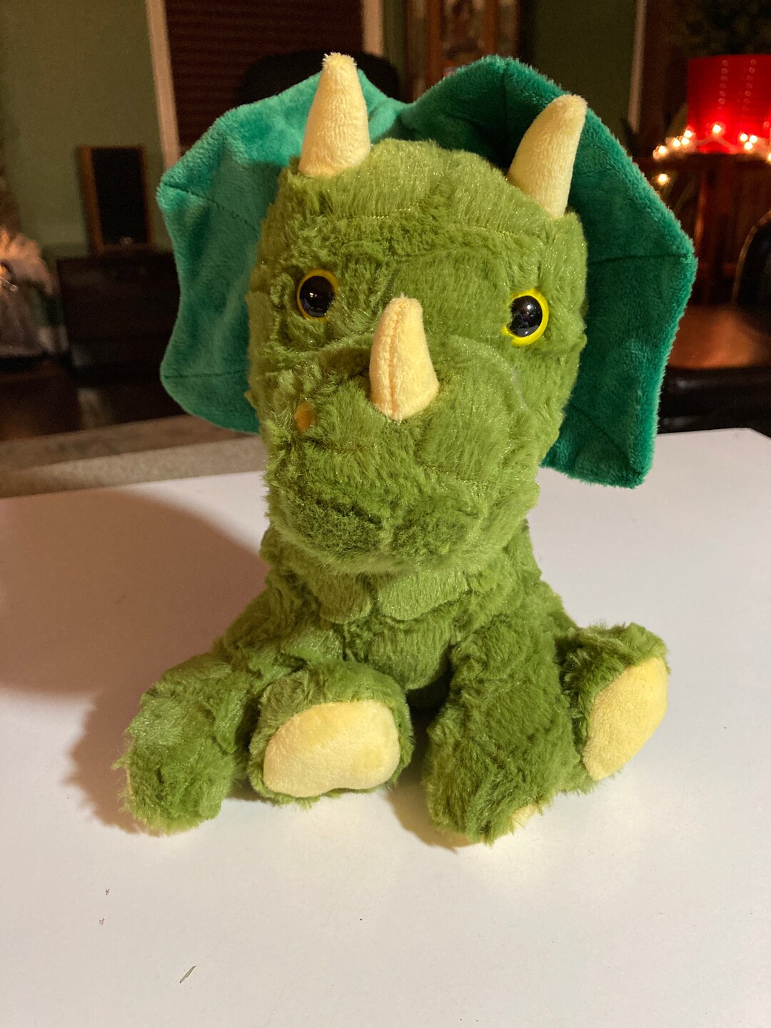 Goffa Plush Stuffed Triceratops Dinosaur Green Yellow 10 Tall - Etsy