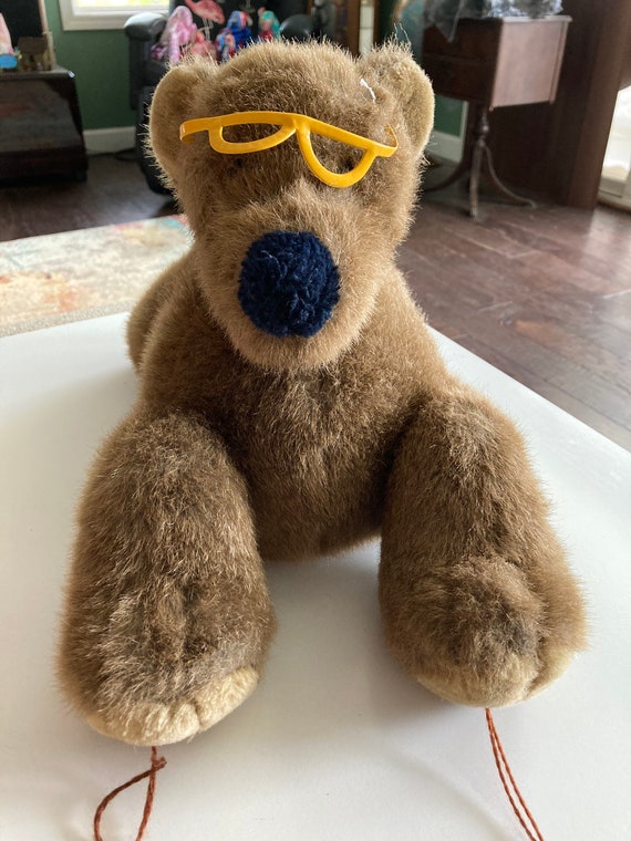 SALE Teddy Bear With Glasses Chilling Out Leaning Back Stuffed