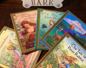 Ariel Books lot of 5 small hardback book with dust jacket children’s set 5 Peter and the Wolf Thumbelina Peter Rabbit Little Mermaid Beauty