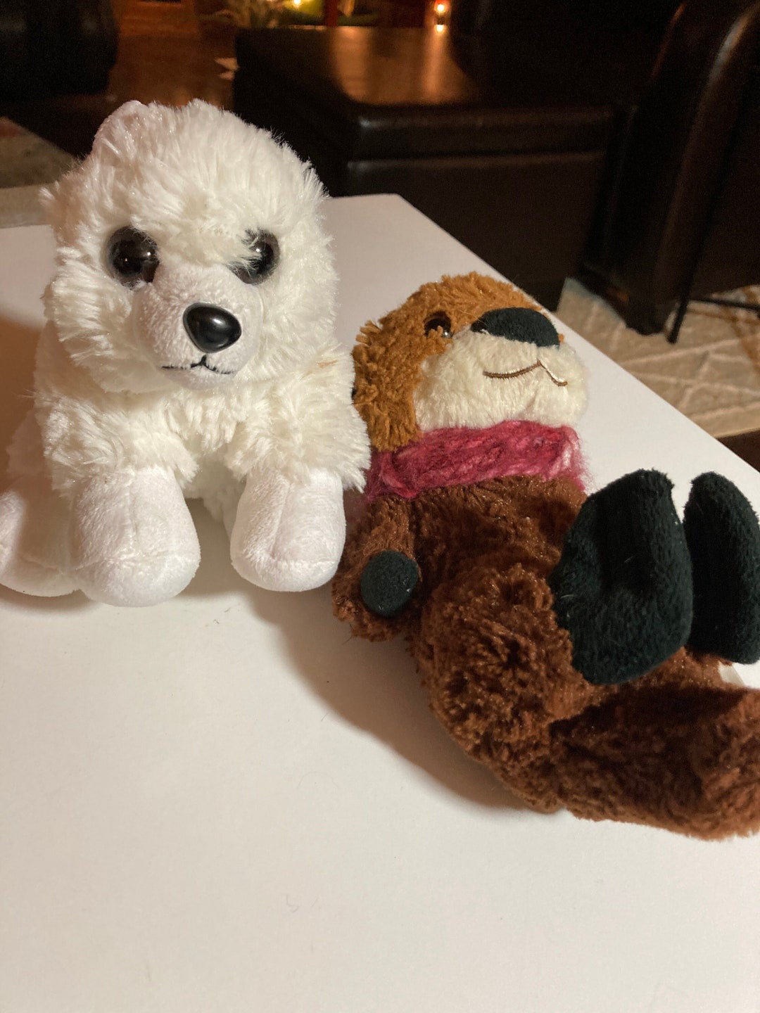 Wild Republic Stuffed Animal Lot of 2 Plush 9 Brown Otter and White 9