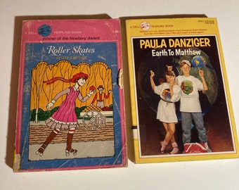 Roller Skates by Sawyer paperback vintage book & Earth to Matthew by Danzinger preteen fiction books lot of 2