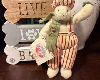 Hallmark Bunnies by the Bay Joy Ice Folly Joy Phil vintage 9” little bunny rabbit Christmas decor red white green with tags