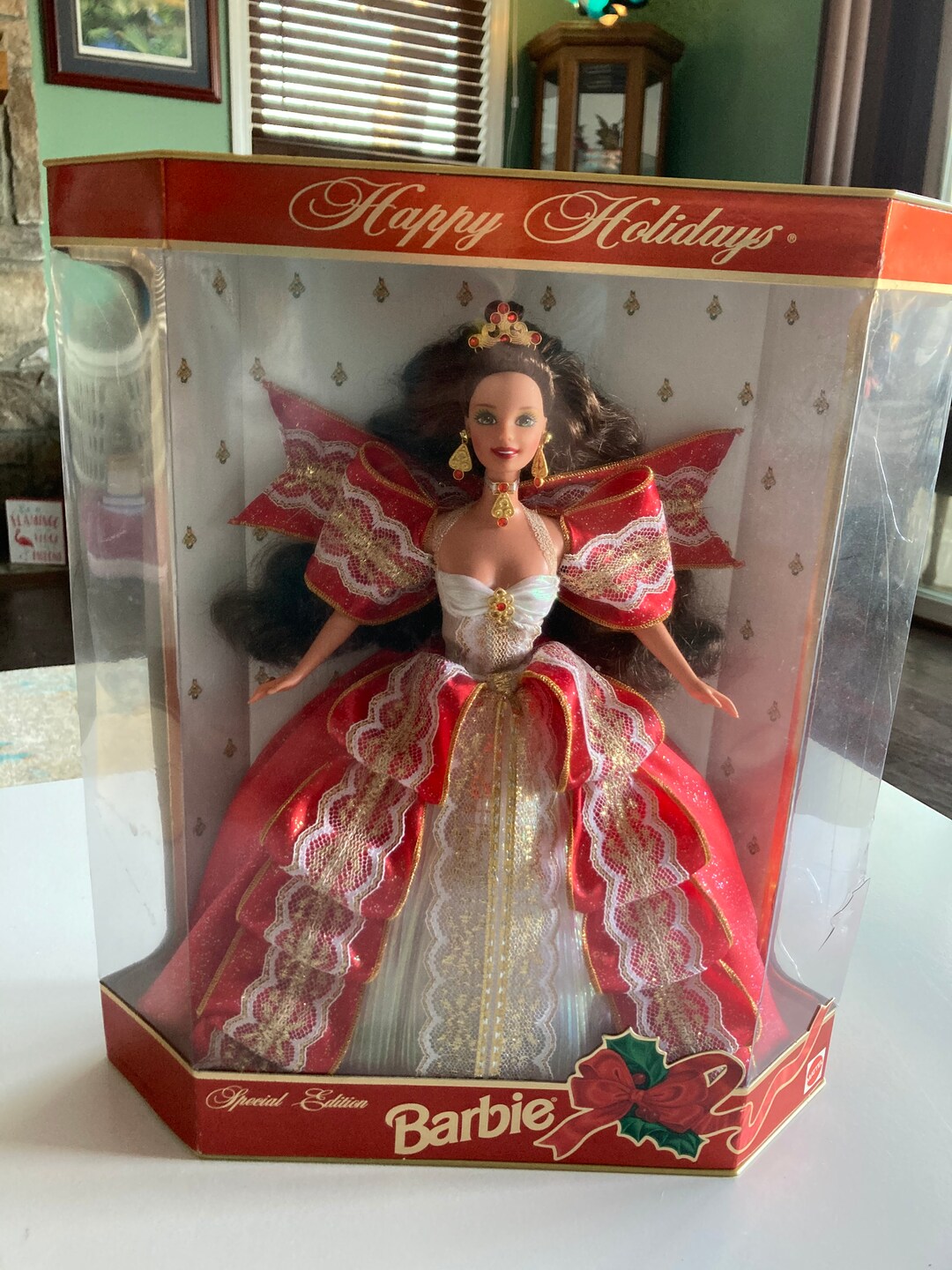 Holiday Barbie 1997 Red White Dress Brunette Doll Christmas Doll Barbie Vintage Toy Doll Etsy
