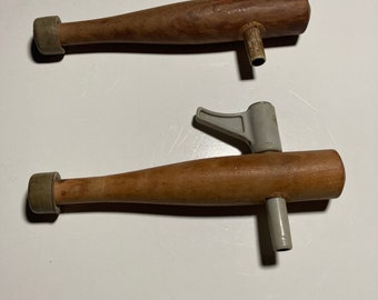 Beer tap wooden antique vintage wood and plastic lot of 2 beer taps 8” beverage spout