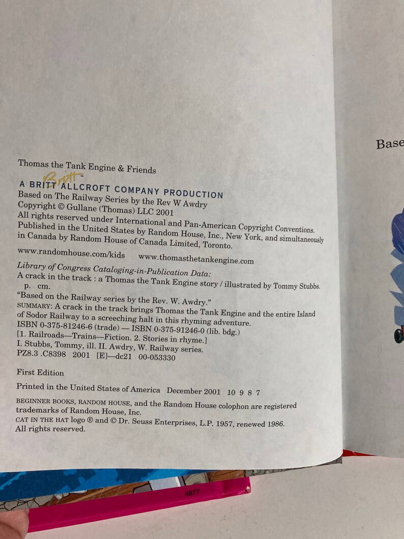 Beginner Books A Crack In The Track (Thomas And Friends) By Awdry