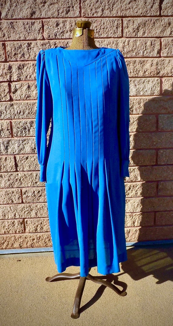 1970s Leslie Fay Blue Dress