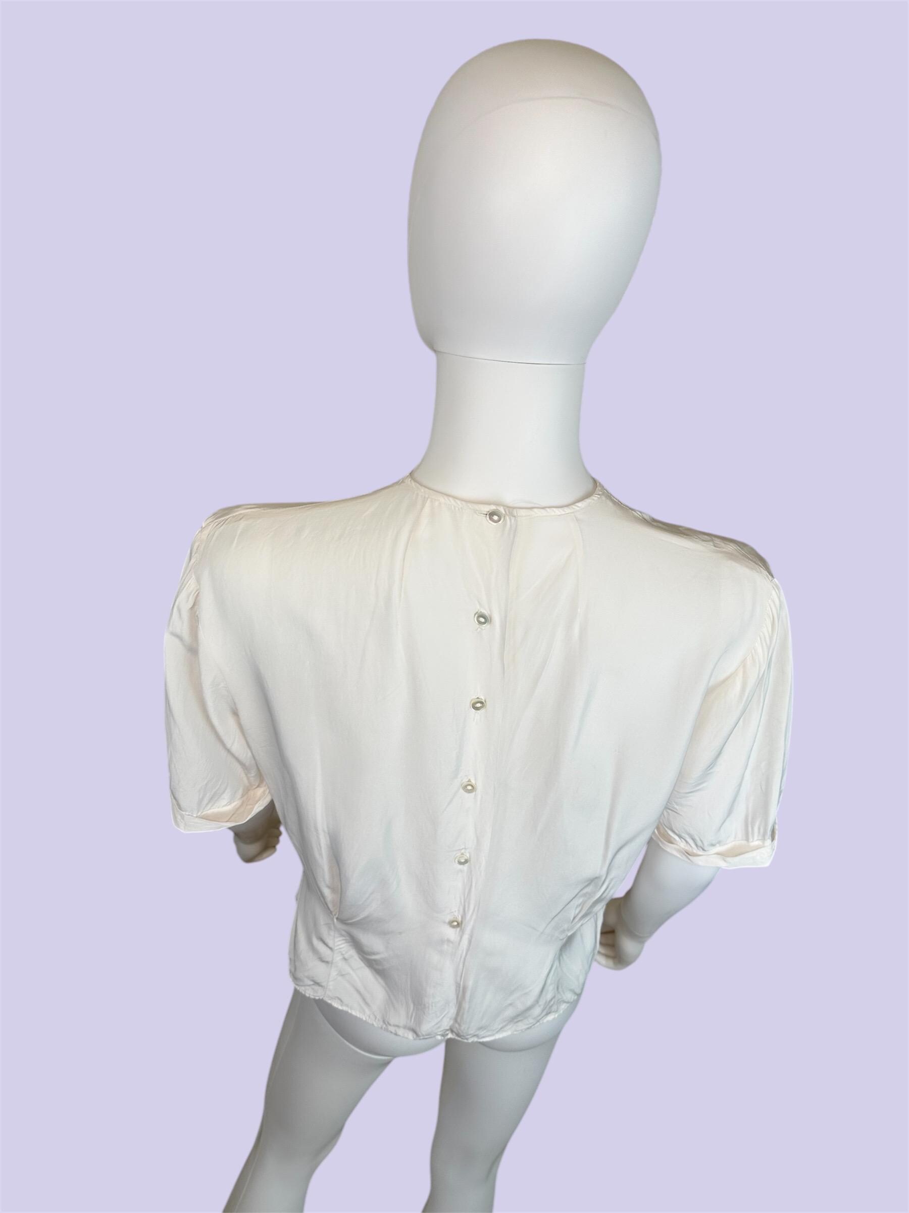 Extra Large Vintage 1950s Unlabeled White Pleated Button Back Shirt ...