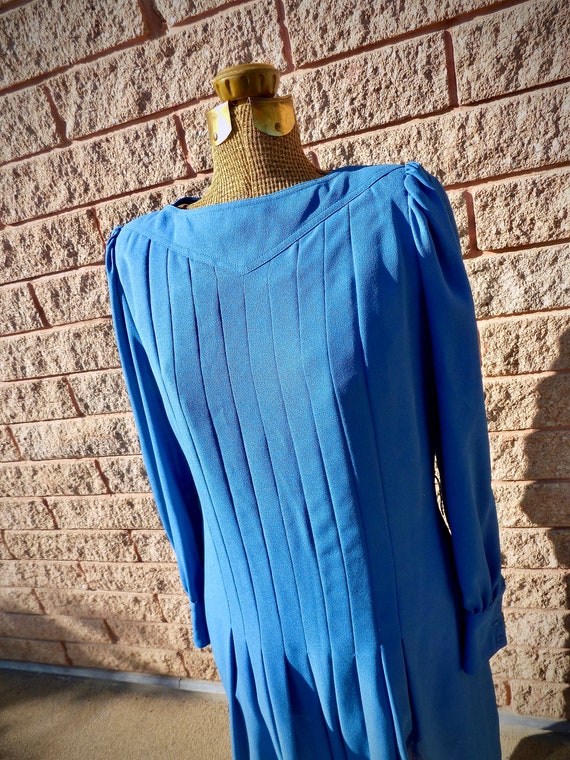 1970s Leslie Fay Blue Dress - image 2