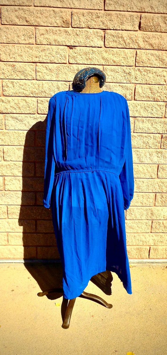 VOLUP 1980s Liz Roberts Inc. Royal Blue Pleated Dr