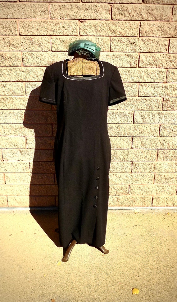 VOLUP 1980s/1990s Jaqueline Farrar Black Dress wit