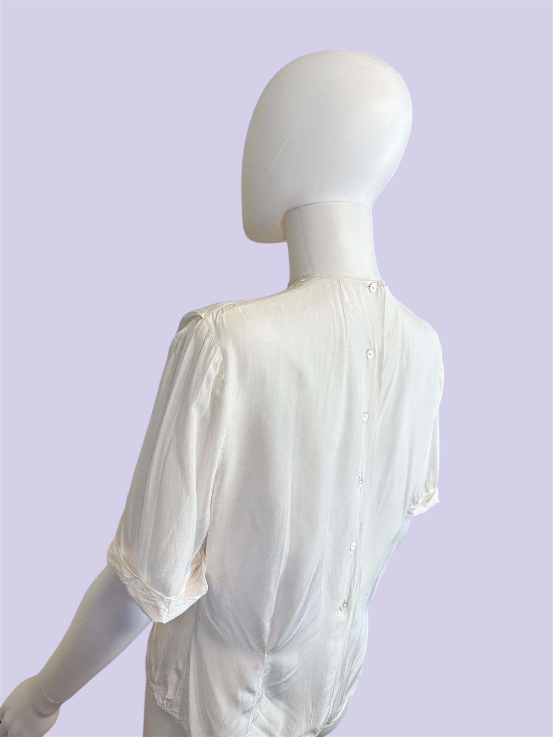 Extra Large Vintage 1950s Unlabeled White Pleated Button Back Shirt ...