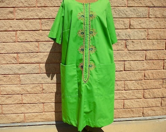 VOLUP 1966 Peggy Lou of California Green Groovy Shift Dress
