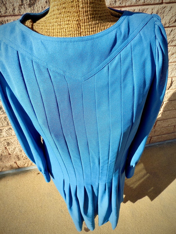 1970s Leslie Fay Blue Dress - image 3