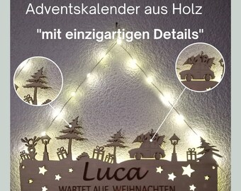 Personalisierter Adventskalender aus Holz, Weihnachtskalender, Adventskalender mit Namen für Jungs und Mädchen