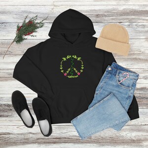 Plant Lover Blended Hoodie Peace Sign Hippie Botanical Unisex Grafik Kapuzenpullover (viele Größen, 3 Farben)