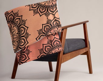 Mandala Pattern Orange Gradient Throw Blanket Soft Silky Touch (50" x 60")