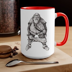 Caneca de café em dois tons com tema de fantasia gigante com monograma Elfabet Letter A 15 onças (muitas cores)