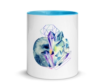 Tasse à café spirituelle Witchy New Age Crystals Tasse à thé (bleu ou rose)