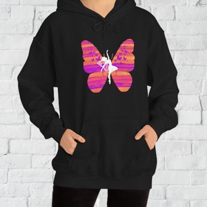 Dancing Fairy Ballerina Butterfly Wings Hoodie Unisex Fantasy Hooded Sweatshirt (Many Sizes and Colors)