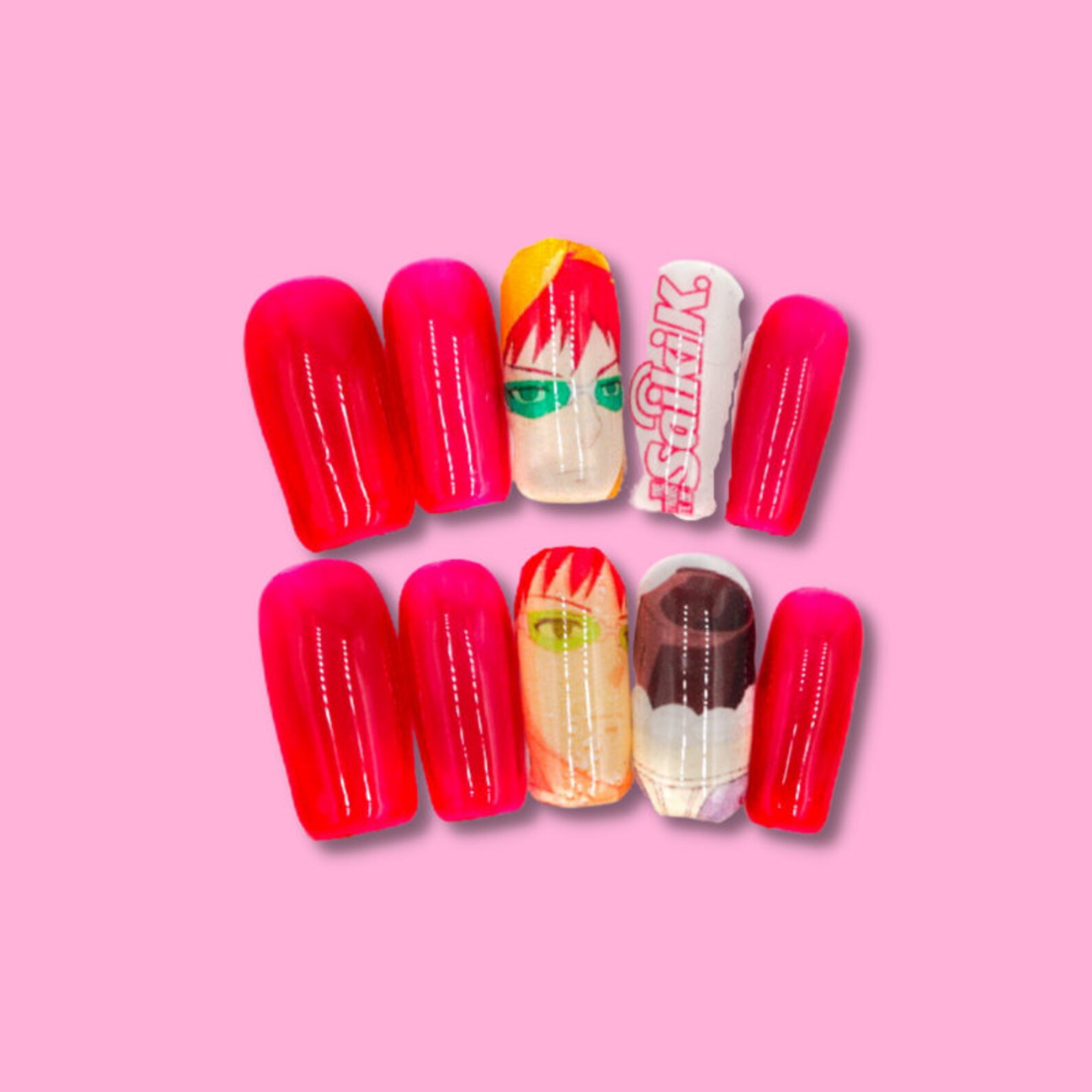 Saiki K Anime Press On Nails Anime Nails Pink | Etsy