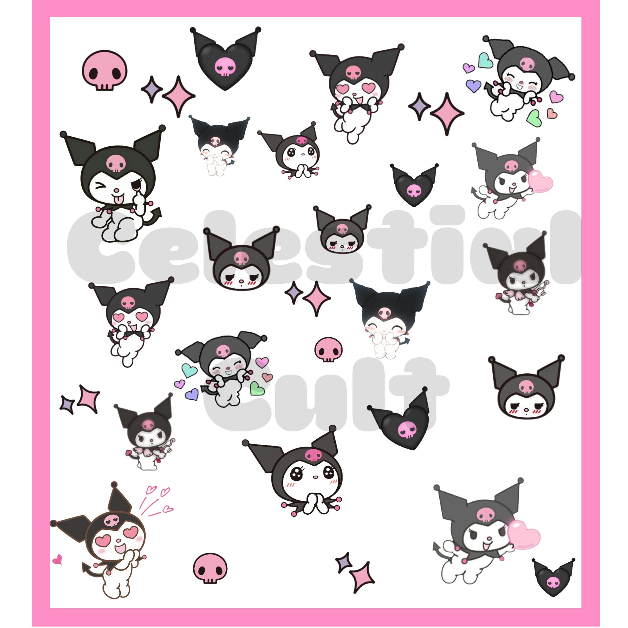 Kuromi Anime Kawaii Waterslide Nail Decals Nail Decals Etsy UK