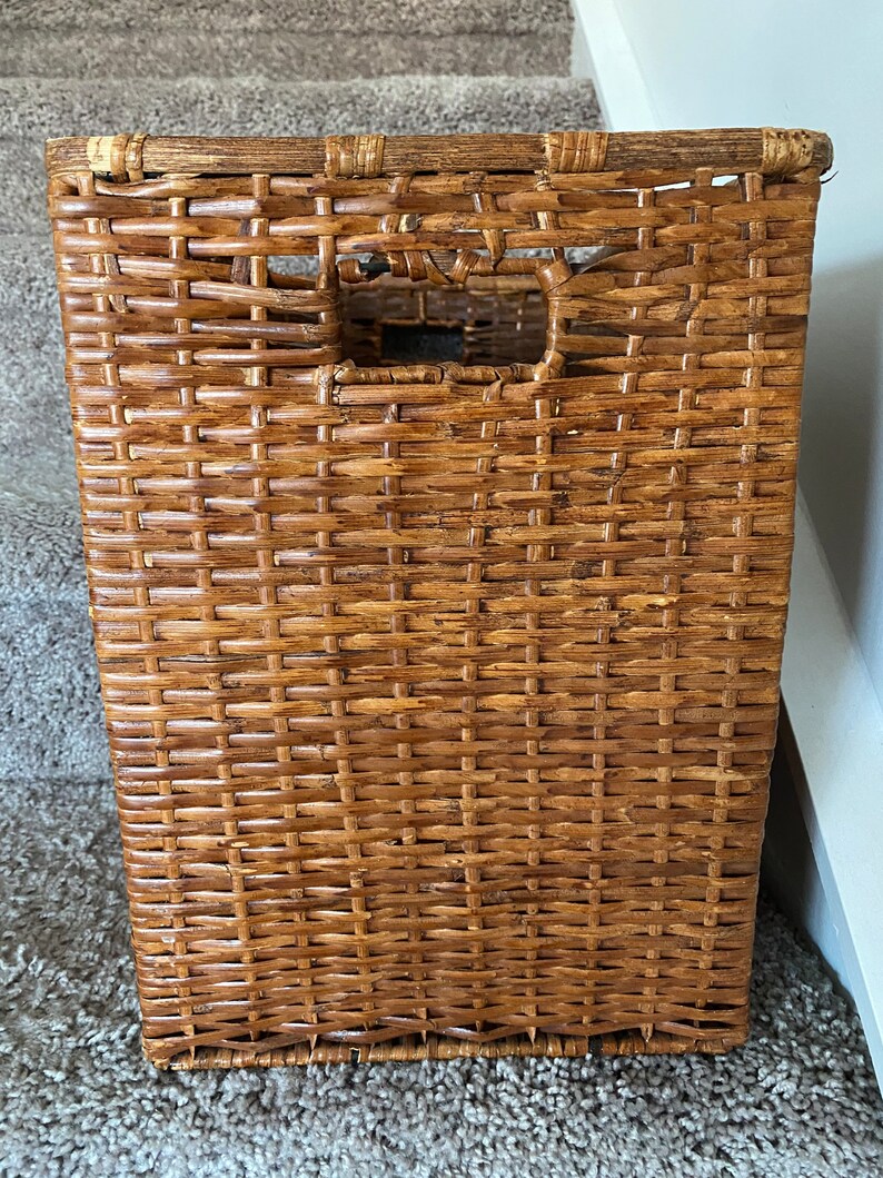 Vintage Wicker Stair Basket Etsy