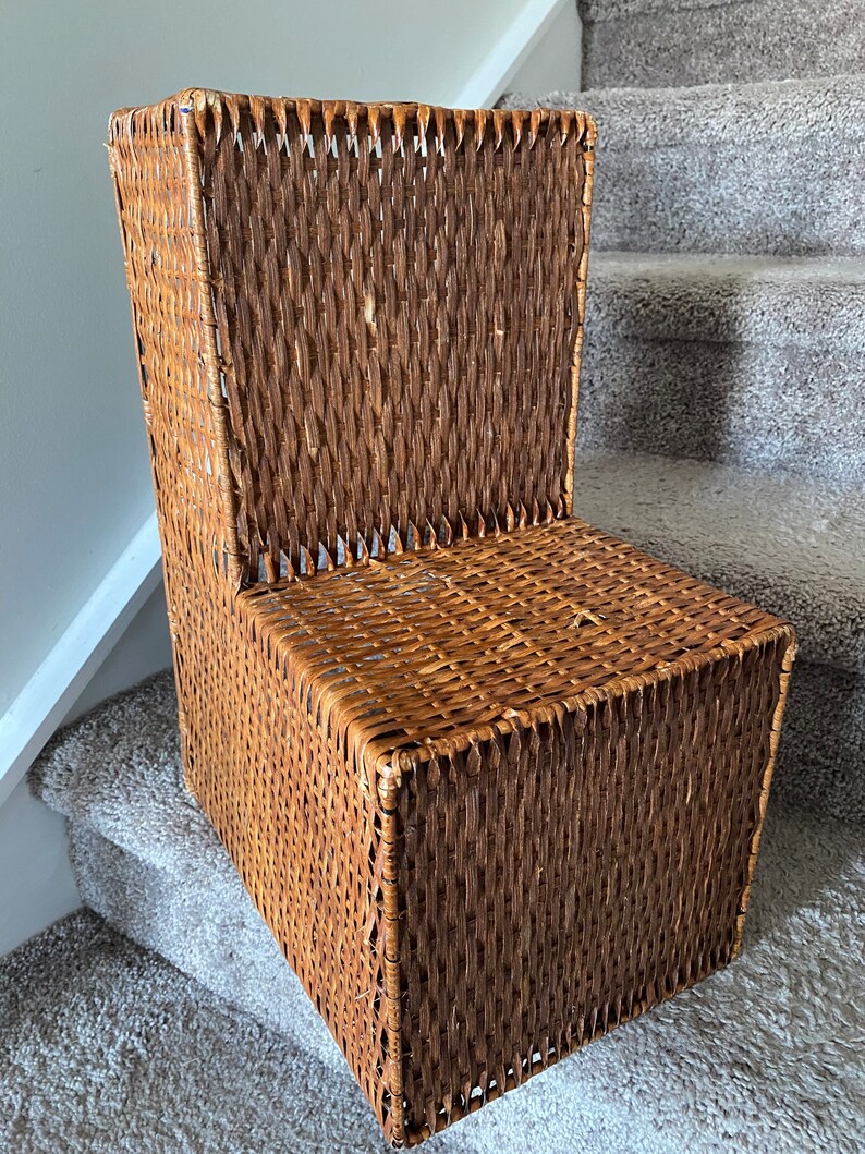Vintage Wicker Stair Basket Etsy