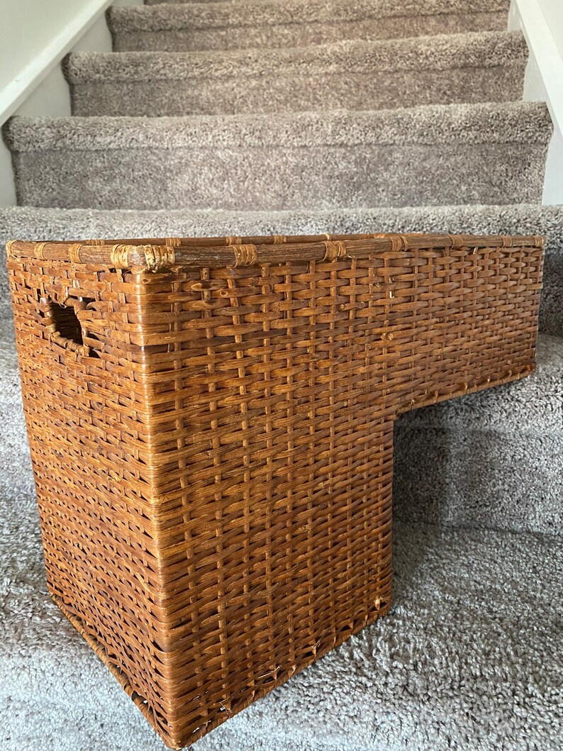 Vintage Wicker Stair Basket Etsy