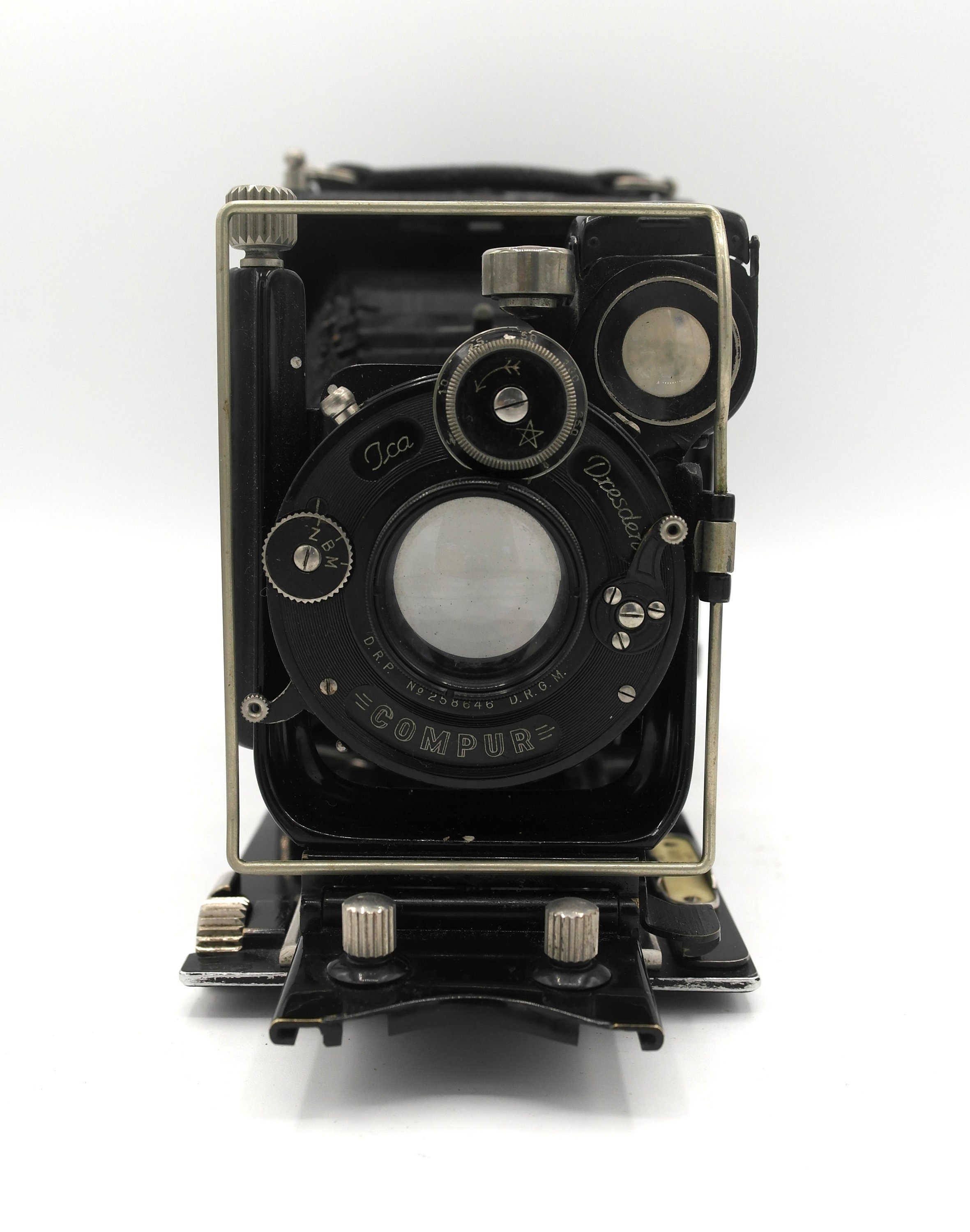 Antique Ica Dresden Folding Camera: Carl Zeiss Lens, Leather