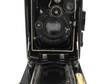 Antique Ica Dresden Folding Camera: Carl Zeiss Lens, Leather