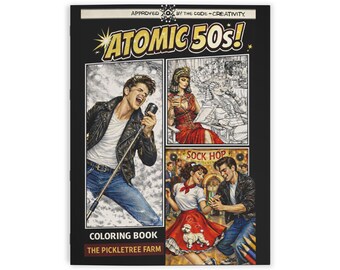 Vintage Coloring Book Adult Activity Senior Gift Nostalgic Entertainment 1950s Nostalgia Rockabilly Art Americana Theme Retro Illustrations