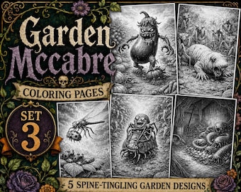 Spooky Coloring Page Printable Coloring Sheet Adult Halloween Printable Gothic Coloring Book Dark Cottagecore Aesthetic Creepy Cute Art
